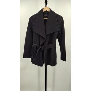 Quince Black Wool Blend Belted Coat